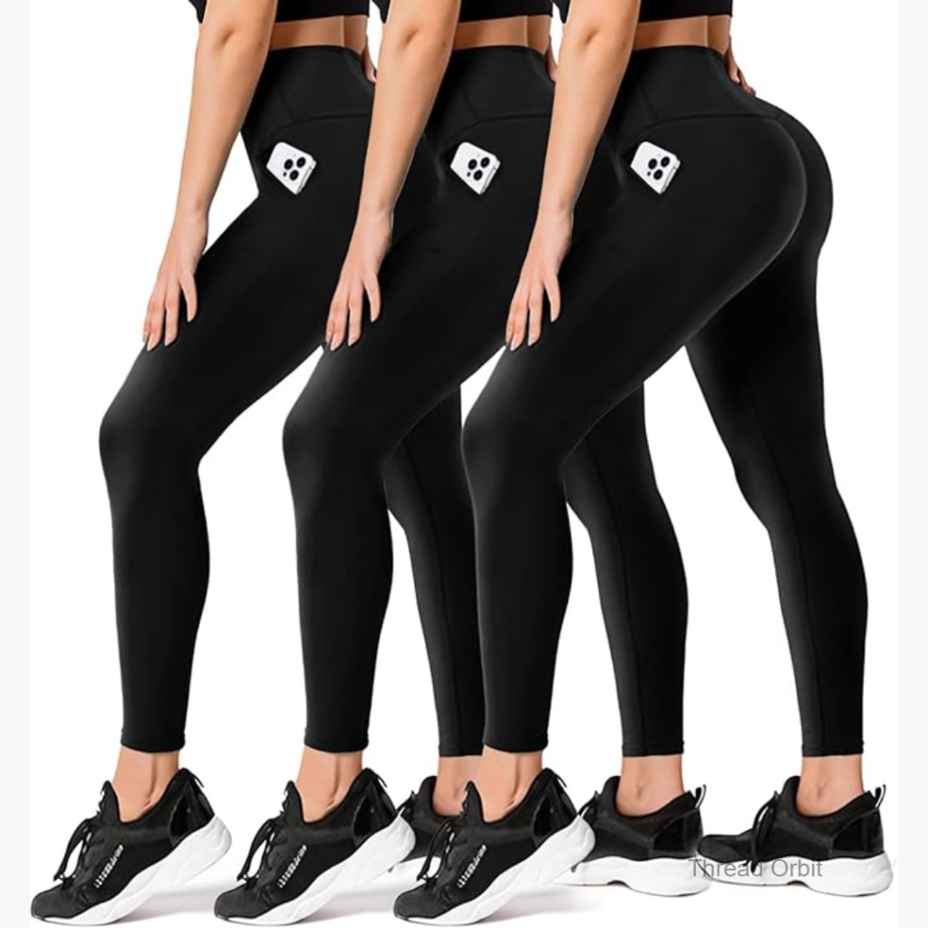 High Waisted Leggings 3 Pack Soft Yoga Pants Workout Athletic Running Plus Size